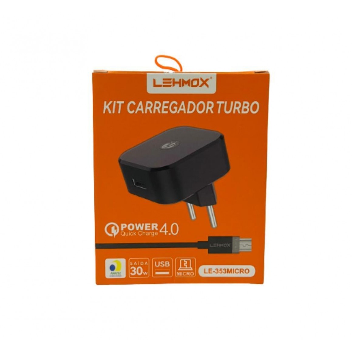 Carregador USB 4.0 - 30W TURBO com 01 Entrada USB + Cabo Micro