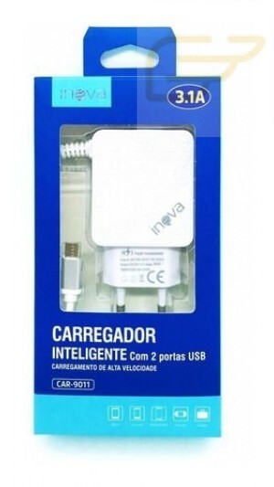 CARREGADOR LIGHTNING 3.1A COM 2 PORTAS USB INOVA CAR-9017