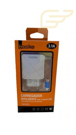 CARREGADOR INTELIGENTE COM 2 PORTAS USB 3.1A BASIKE CAR-9016