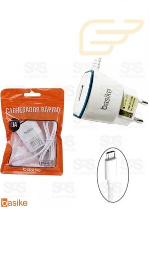 CARREGADOR MICRO USB V8 BASIKE 2.1A CAR-8112