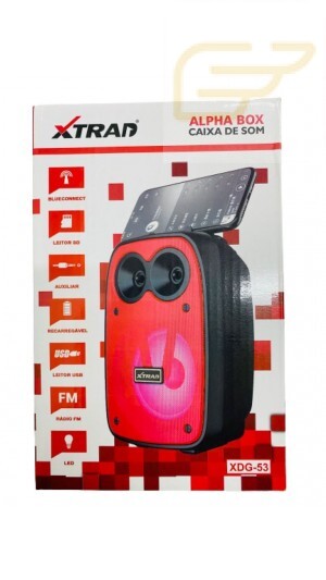 CAIXA DE SOM BLUETOOTH ALPHA BOX COM LED E SUPORTE PARA CELULAR XTRAD XDG-53