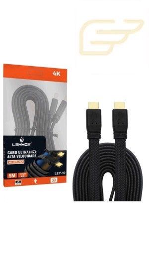 CABO HDMI ULTRA HD ALTA VELOCIDADE 4K 2.0 5 METROS LEHMOX LEY-10