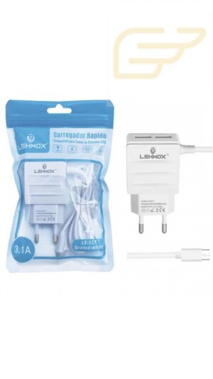 CARREGADOR MICRO USB 3.1A LEHMOX LE-517