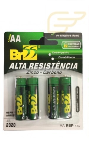 CARTELA COM 4 PILHAS BR55 COMUNS AA PEQUENA R6P