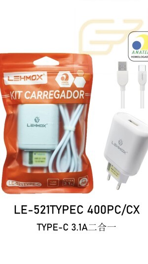 CARREGADOR USB TIPO C LEHMOX LE-521TYPE-C