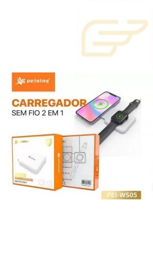 CARREGADOR POR INDUÇAO 2 EM 1 CELULAR E RELOGIO PEINING PEI-WS05