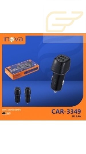 CARREGADOR VEICULAR 2 SAIDAS USB 3.4A INOVA CAR-3349