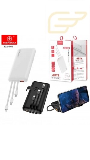 POWER BANK USB COM CABO TIPO C/V8/LIGHTNING 10000MAH KAPBOM KA-966