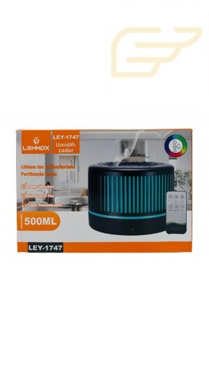 UMIDIFICADOR DE AR COM LED RGB E CAPACIDADE PARA 500ML LEHMOX LEY-1747