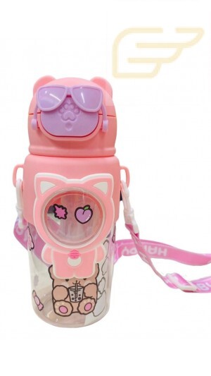 GARRAFA SQUEEZE FORMATO DE URSO COM CANUDO E ALÇA 500ML WU-125