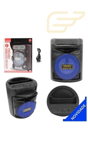 CAIXA DE SOM BLUETOOTH COM LED E SUPORTE PARA CELULAR KIMISO KMS-2183