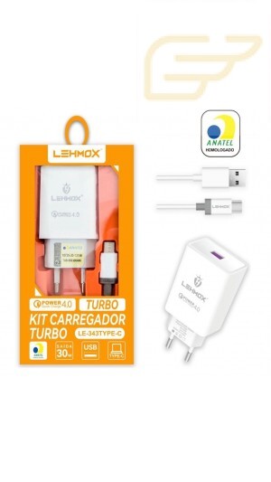 CARREGADOR USB TIPO C TURBO 30W LEHMOX LE-343TYPEC