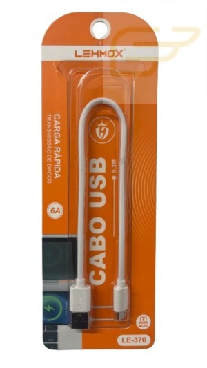 CABO MICRO USB 30CM CARGA RAPIDA 6A LEHMOX LE-376