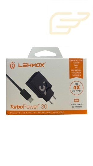 CARREGADOR USB C/USB C TURBO POWER 30W LEHMOX LE-490PD
