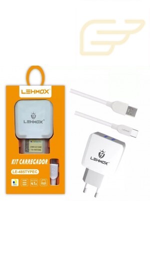 CARREGADOR 4.1A COM 2 USB E CABO TIPO C LEHMOX LE-485TYPEC