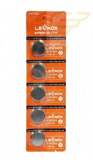 BATERIA DE LITIO 3V BT2032 CARTELA COM 5 PILHAS LEHMOX LE-BT2032