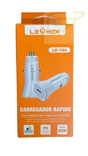 CARREGADOR VEICULAR RAPIDO TIPO C LEHMOX LE-164