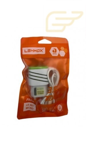 CARREGADOR 2 USB TURBO 3.6 USB MICRO LEHMOX LE-493MICRO