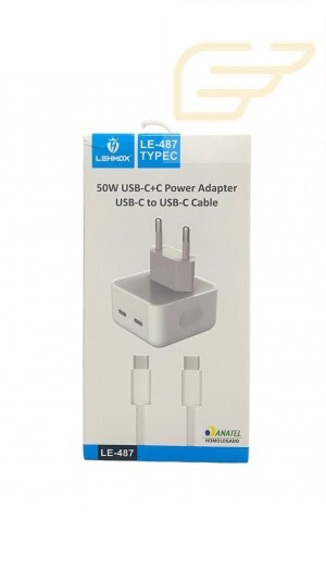 CARREGADOR TURBO USB TIPO C/TIPO C COM 2 ENTRADAS LEHMOX LE-487
