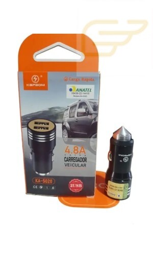 CARREGADOR VEICULAR 4.8A COM 2 USB KAPBOM KA-5020