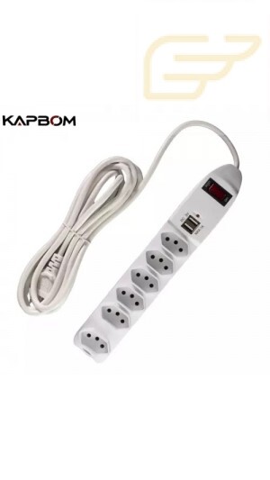 FILTRO DE LINHA DE 6 TOMADAS BIVOLT 2USB COM CABO DE 1,5M KAPBOM SL7609