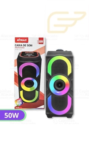 CAIXA DE SOM SEM FIO COM LED RGB 50W XTRAD CS-30