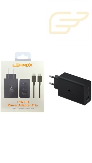 CARREGADOR USB C POWER ADAPTER TRIO 65W PD LEHMOX LE-626-6