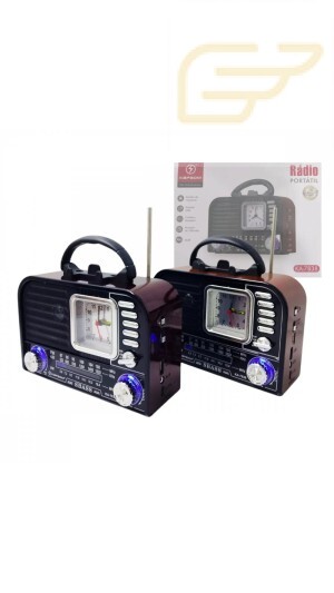 RADIO RETRO 5.1 COM LANTERNA E RELOGIO KAPBOM KA-7838