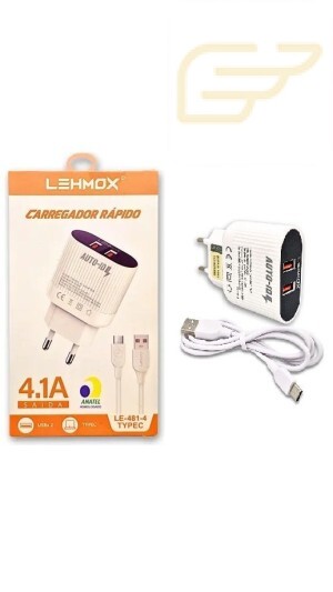 CARREGADOR TURBO TIPO C 4.1A COM 2 ENTRADAS USB LEHMOX LE-481-4