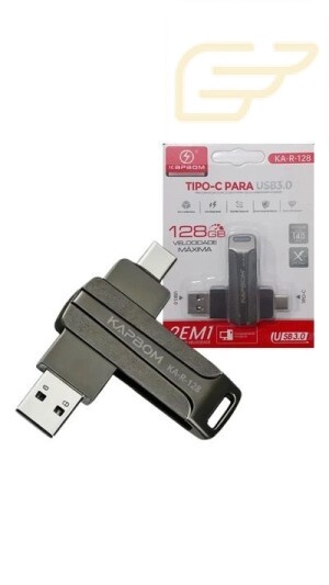 PENDRIVE USB DE 128GB COM INTERFACE DUPLA TIPO C KAPBOM KA-R-128