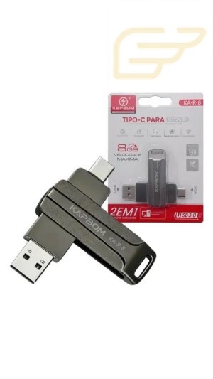 PENDRIVE USB 8G COM INTERFACE DUPLA TIPO C KAPBOM KA-R-8