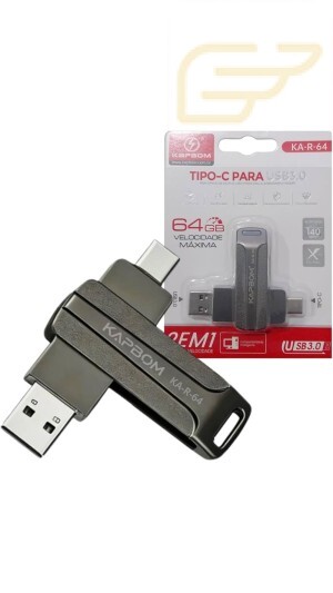 PENDRIVE USB 64GB COM INTERFACE DUPLA TIPO C KAPBOM KA-R-64